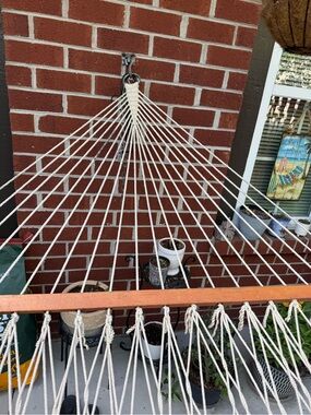 Amazon Cream Cotton Rope Hammock with Wooden Spreader
